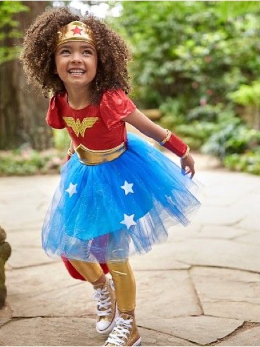 Pottery Barn Wonder Girl Red & Blue Glitter Tulle Costume Dress